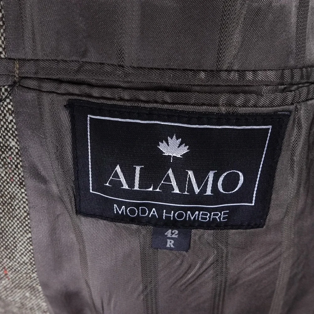 Alamo Moda Hombre Mens 42R Western Tweed‎ Blazer Brown Faux Leather Yoke Elbows